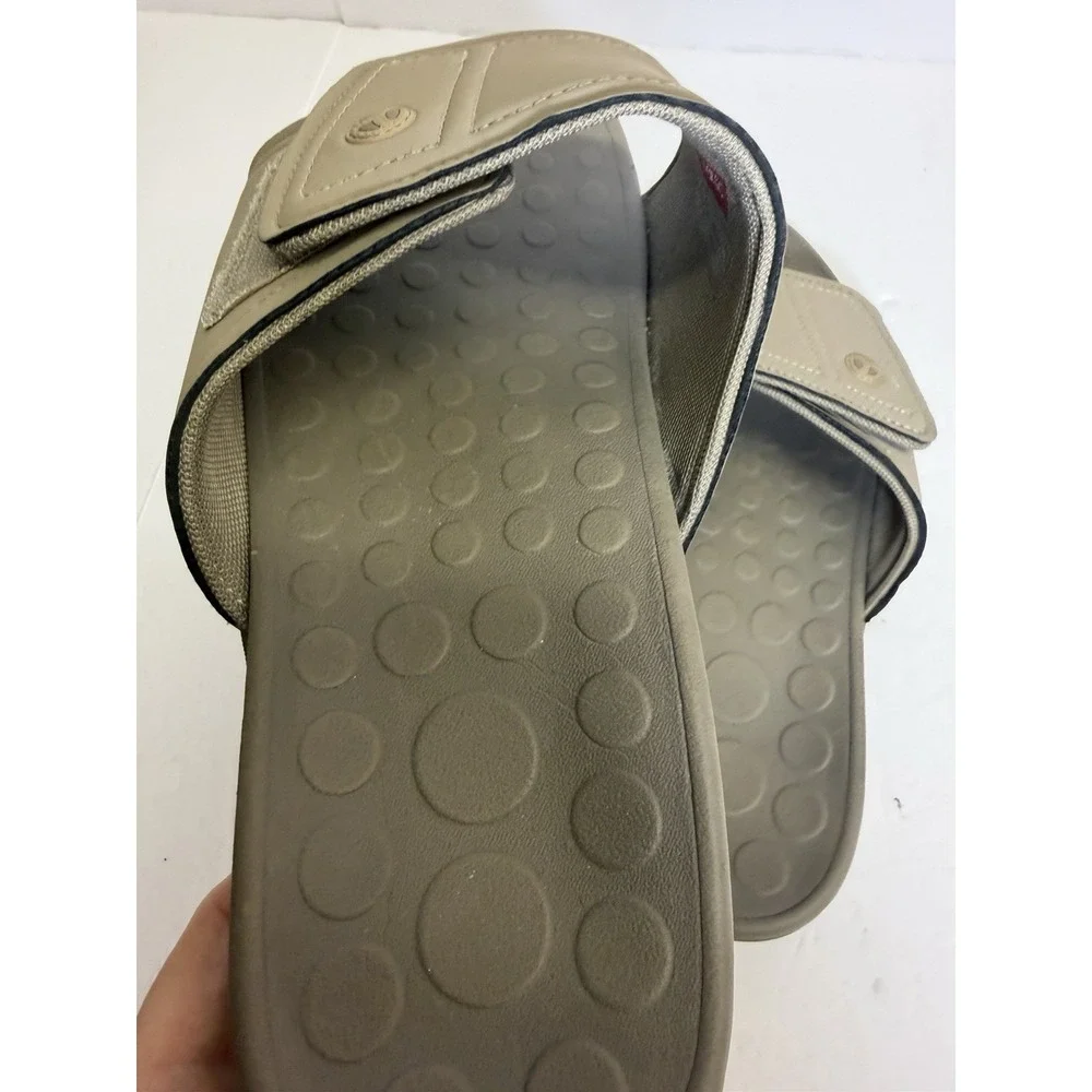 Vionic Kiwi -Men's Motion Control Orthotic Slide Sandal Camel Khaki Sz 10
